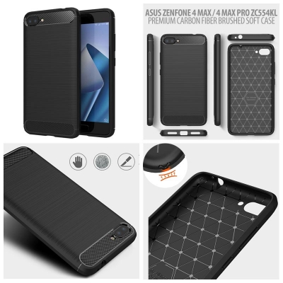 ^ Asus Zenfone 4 Max Pro / Zenfone 4 Max ZC554KL - PREMIUM Carbon Fiber Brushed Soft Case }