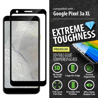 ^ Google Pixel 3a XL - PREMIUM 5D Full Glue Tempered Glass