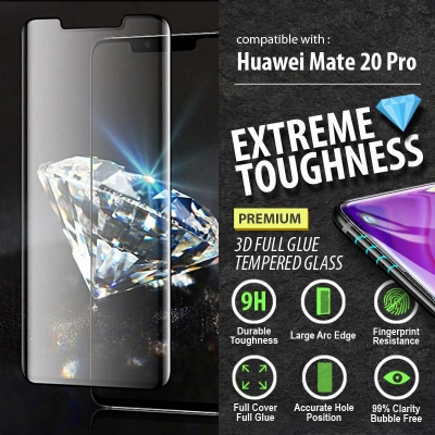^ Huawei Mate 20 Pro - PREMIUM 3D FULL GLUE Tempered Glass