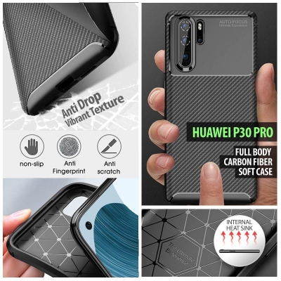 ^ Huawei P30 Pro - Full Body Carbon Fiber Soft Case