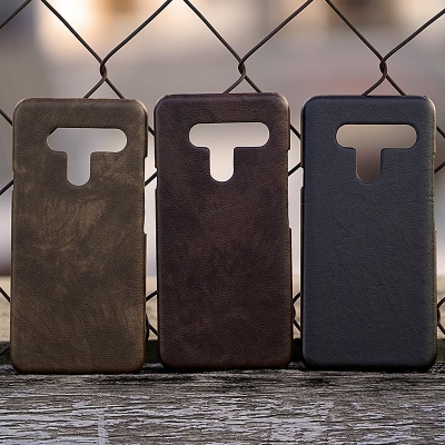 LG V40 ThinQ - Leather Covered Hard Case