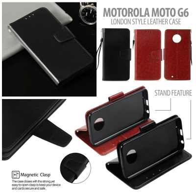 * Motorola Moto G6 - London Style Leather Case