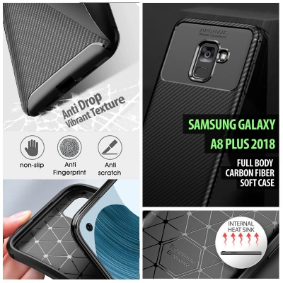 ^ Samsung Galaxy A8 2018 - Full Body Carbon Fiber Soft Case