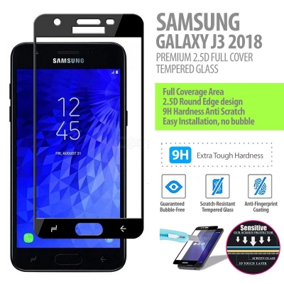 ^ Samsung Galaxy J3 2018 - Premium 2.5D Full Cover Tempered Glass