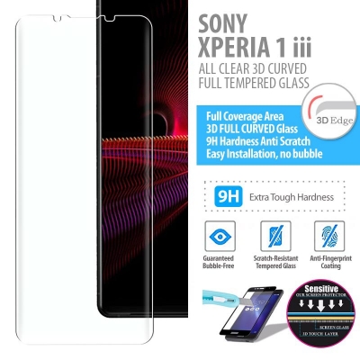 Sony Xperia 1 iii - ALL CLEAR 3D Curved Full Tempered Glass