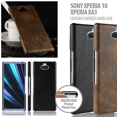^ Sony Xperia 10 / XA3 - Leather Covered Hard Case