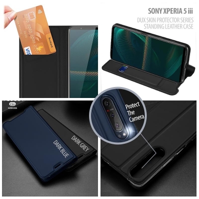 Sony Xperia 5 iii - Dux Skin Protector Series Standing Leather Case