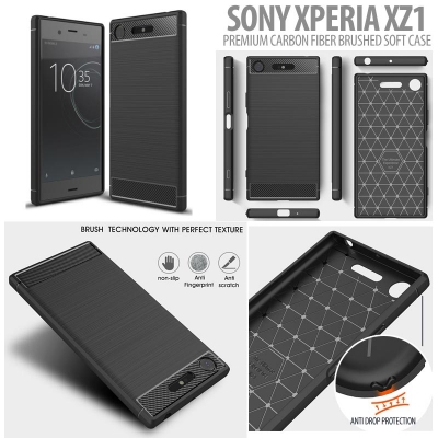 ^ Sony Xperia XZ1 Dual / Xperia XZ1 - PREMIUM Carbon Fiber Brushed Soft Case }
