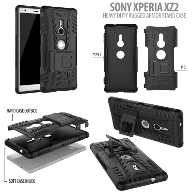 ^ Sony Xperia XZ2 - Heavy Duty Rugged Armor Stand Case }