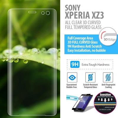^ Sony Xperia XZ3 - ALL CLEAR 3D Curved Full Tempered Glass