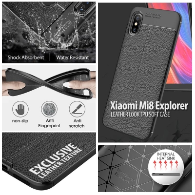 ^ Mi 8 Explorer / Mi8 Explorer / Mi 8 Pro / Mi8 Pro - Leather Look TPU Soft Case