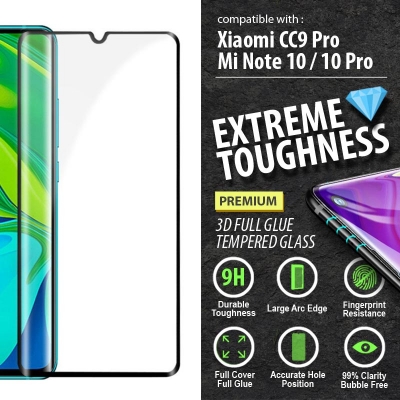 Xiaomi Mi Note 10 - 10 Pro - CC9 Pro - PREMIUM 3D FULL GLUE Tempered Glass