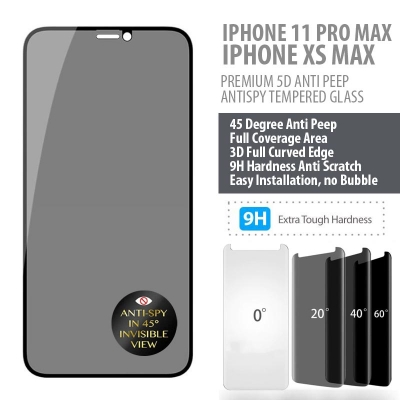 iPhone XS Max - 11 Pro Max - PREMIUM 5D Privacy Anti Peep Antispy Tempered Glass