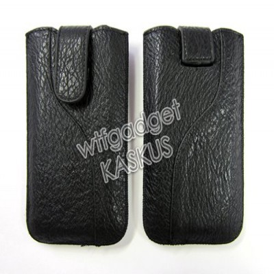 * Pulltab Texturized Leather Pouch 4.0inch