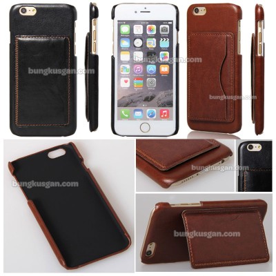 * iPhone 6 / iPhone 6S - Leather Textured Standing Hard Case with Card Slot