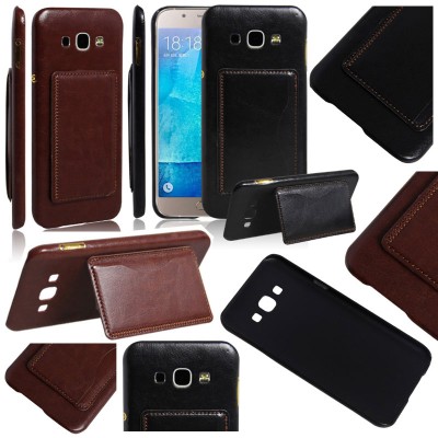 * Samsung Galaxy A8 - Leather Textured Standing Hard Case with Card Slot