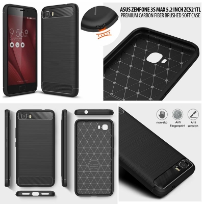 ^ Asus Zenfone 3s Max 5.2 Inch ZC521TL - PREMIUM Carbon Fiber Brushed Soft Case