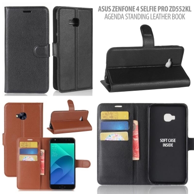 * Asus Zenfone 4 Selfie Pro ZD552KL - Agenda Standing Leather Book }