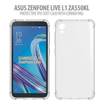^ Asus Zenfone Live L1 ZA550KL - Protective TPU Soft Case With Corner Pad
