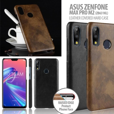 ^ Asus Zenfone Max Pro M2 ZB631KL - Leather Covered Hard Case