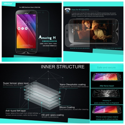 ^ Asus Zenfone Zoom ZOOXSC - Nillkin Anti-Explosion H Tempered Glass Screen Protector