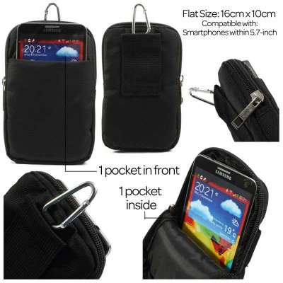 * Universal double pocket Black Zipper Bag Without Fold Cover 6.0inch (Mega2)