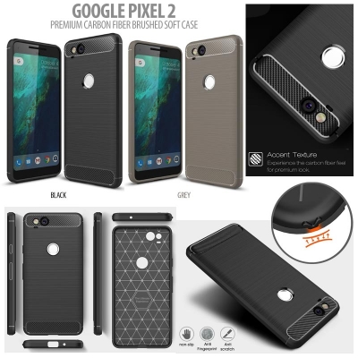 ^ Google Pixel 2 - PREMIUM Carbon Fiber Brushed Soft Case }