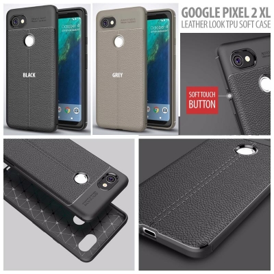 ^ Google Pixel 2 XL - Leather Look TPU Soft Case }