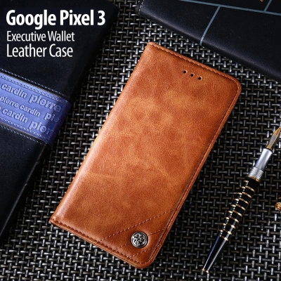 ^ Google Pixel 3 - Executive Wallet Leather Case