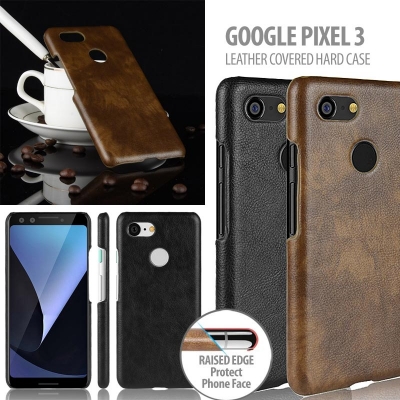 ^ Google Pixel 3 - Leather Covered Hard Case