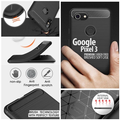 ^ Google Pixel 3 - PREMIUM Carbon Fiber Brushed Soft Case