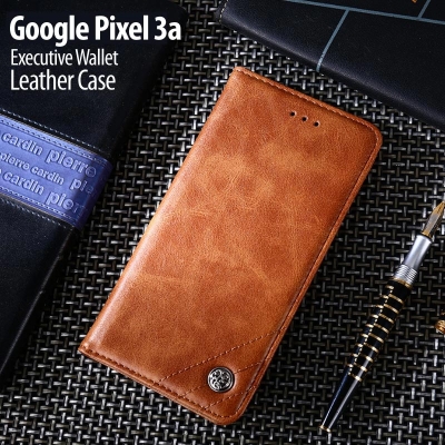 ^ Google Pixel 3a - Executive Wallet Leather Case