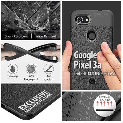 ^ Google Pixel 3a - Leather Look TPU Soft Case