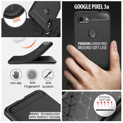 ^ Google Pixel 3a - PREMIUM Carbon Fiber Brushed Soft Case