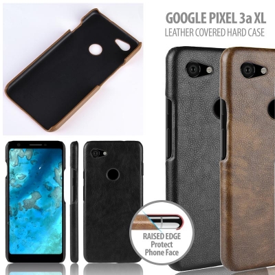 ^ Google Pixel 3a XL - Leather Covered Hard Case