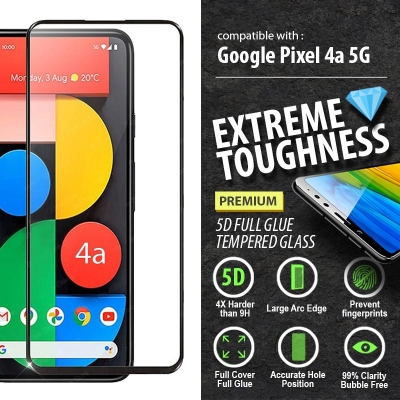Google Pixel 4a 5G - PREMIUM 5D Full Glue Tempered Glass