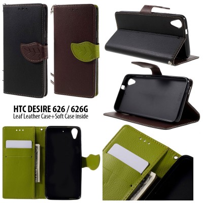 * HTC Desire 626 / Desire 626G- Leaf Leather Case with Soft Case inside