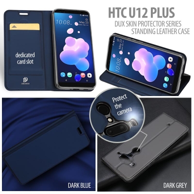 ^ HTC U12 Plus - Dux Skin Protector Series Standing Leather Case