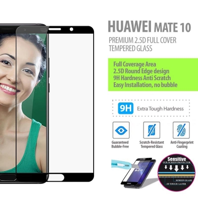 ^ Huawei Mate 10 - Premium 2.5D Full Cover Tempered Glass