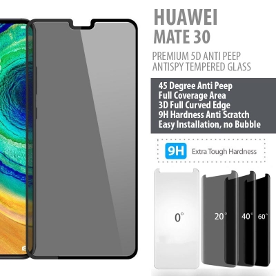 Huawei Mate 30 - PREMIUM 5D Anti Peep Antispy Tempered Glass
