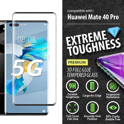 ^ Huawei Mate 40 Pro - PREMIUM 3D FULL GLUE Tempered Glass