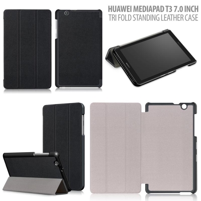 ^ Huawei Mediapad T3 7.0 Inch - Tri Fold Standing Leather Case }