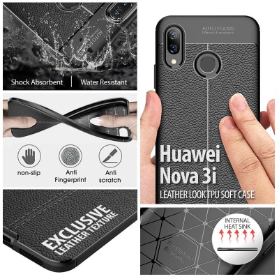 ^ Huawei Nova 3i - Leather Look TPU Soft Case