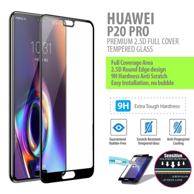 ^ Huawei P20 Pro - PREMIUM 2.5D Full Cover Tempered Glass