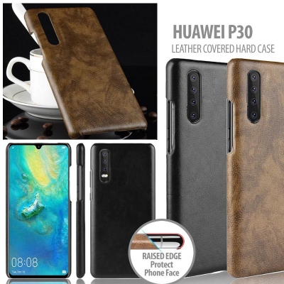 ^ Huawei P30 - Leather Covered Hard Case