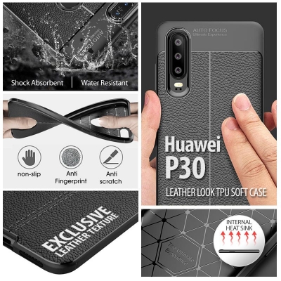 ^ Huawei P30 - Leather Look TPU Soft Case