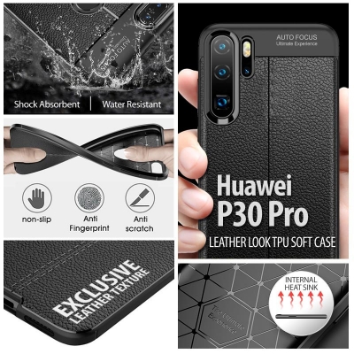 ^ Huawei P30 Pro - Leather Look TPU Soft Case