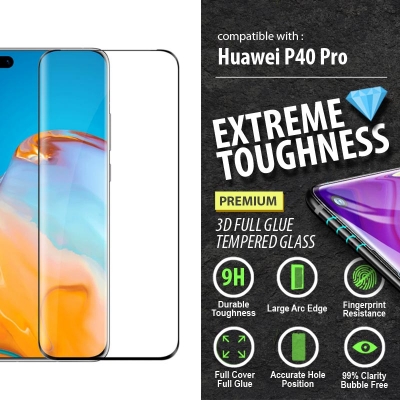 ^ Huawei P40 Pro - PREMIUM 3D FULL GLUE Tempered Glass