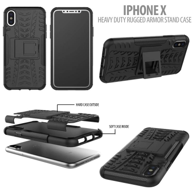 ^ Iphone X / XS - Heavy Duty Rugged Armor Stand Case }