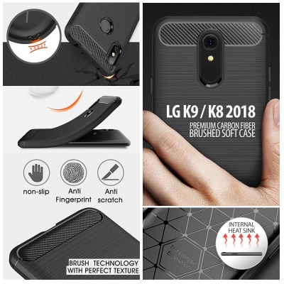 ^ LG K9 / K8 2018 - PREMIUM Carbon Fiber Brushed Soft Case